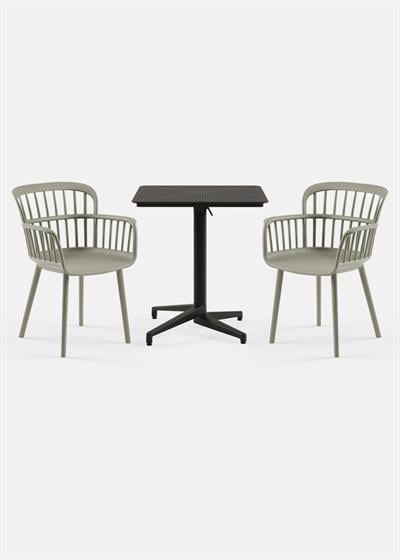 TİLİA BİSTRO SET MOON MASA KATLANIR 70X70 KARE - EVA-P KOLTUK