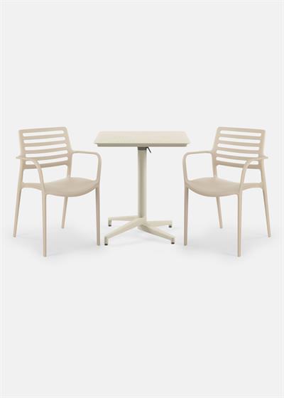 TİLİA BİSTRO SET MOON MASA KATLANIR 70X70 KARE - LOUİSE-XL KOLTUK