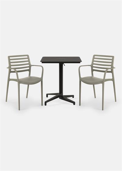 TİLİA BİSTRO SET MOON MASA KATLANIR 70X70 KARE - LOUİSE-XL KOLTUK