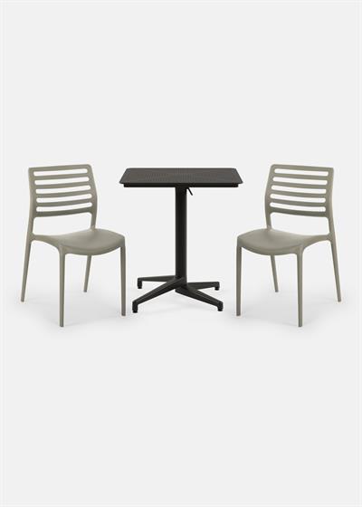 TİLİA BİSTRO SET MOON MASA KATLANIR 70X70 KARE - LOUİSE SANDALYE