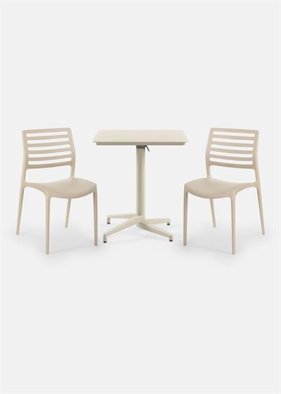 TİLİA BİSTRO SET MOON MASA KATLANIR 70X70 KARE - LOUİSE SANDALYE