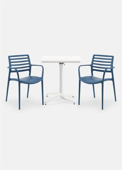 TİLİA BİSTRO SET MOON MASA KATLANIR 70X70 KARE - LOUİSE-XL KOLTUK