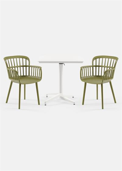 TİLİA BİSTRO SET MOON MASA KATLANIR 80X80 KARE - EVA-P KOLTUK