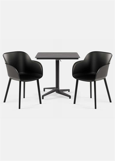 TİLİA BİSTRO SET MOON MASA KATLANIR 80X80 KARE - SHELL-P KOLTUK