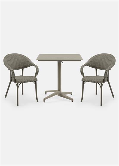 TİLİA BİSTRO SET MOON MASA KATLANIR 80X80 KARE - FLASH-R KOLTUK