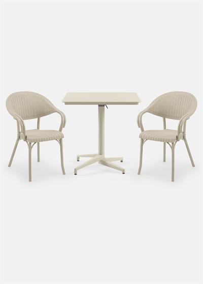 TİLİA BİSTRO SET MOON MASA KATLANIR 80X80 KARE - FLASH-R KOLTUK