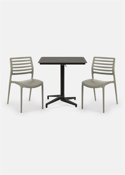 TİLİA BİSTRO SET MOON MASA KATLANIR 80X80 KARE - LOUİSE SANDALYE