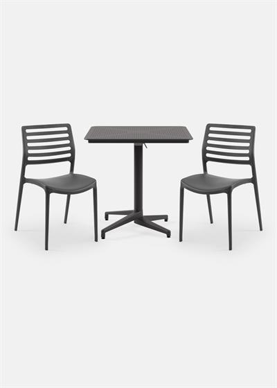 TİLİA BİSTRO SET MOON MASA KATLANIR 80X80 KARE - LOUİSE SANDALYE