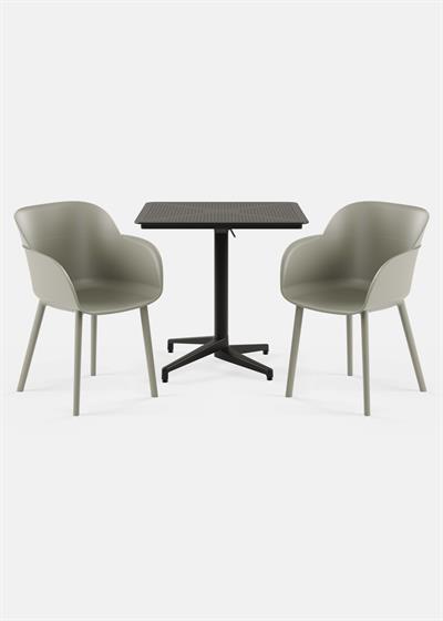 TİLİA BİSTRO SET MOON MASA KATLANIR 80X80 KARE - SHELL-P KOLTUK