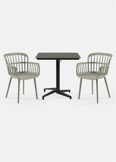 TİLİA BİSTRO SET MOON MASA KATLANIR 80X80 KARE - EVA-P KOLTUK