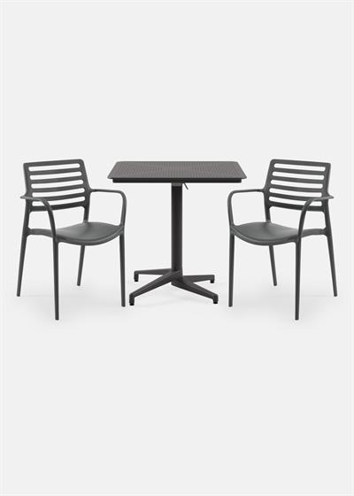 TİLİA BİSTRO SET MOON MASA KATLANIR 80X80 KARE - LOUİSE-XL KOLTUK