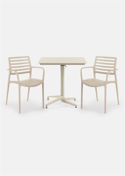 TİLİA BİSTRO SET MOON MASA KATLANIR 80X80 KARE - LOUİSE-XL KOLTUK