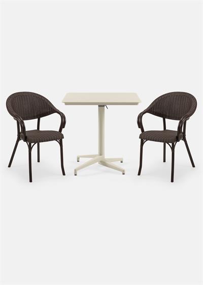 TİLİA BİSTRO SET MOON MASA KATLANIR 80X80 KARE - FLASH-R KOLTUK