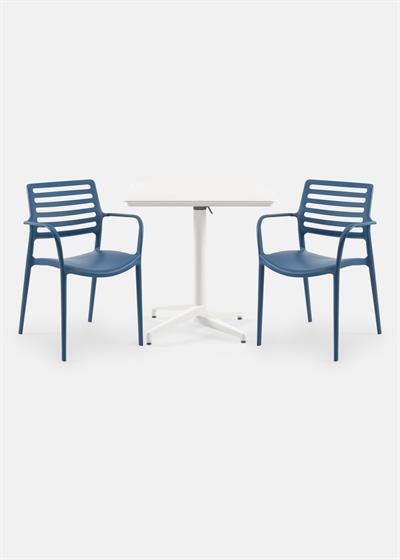 TİLİA BİSTRO SET MOON MASA KATLANIR 80X80 KARE - LOUİSE-XL KOLTUK