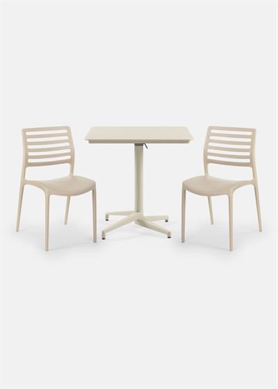 TİLİA BİSTRO SET MOON MASA KATLANIR 80X80 KARE - LOUİSE SANDALYE