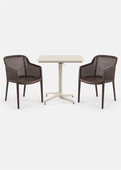 TİLİA BİSTRO SET MOON MASA KATLANIR 80X80 KARE - OCTA KOLTUK