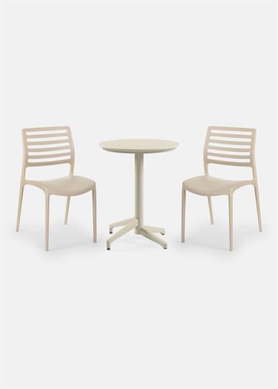 TİLİA BİSTRO SET MOON MASA SABİT Ø60 CM YUVARLAK - LOUİSE SANDALYE