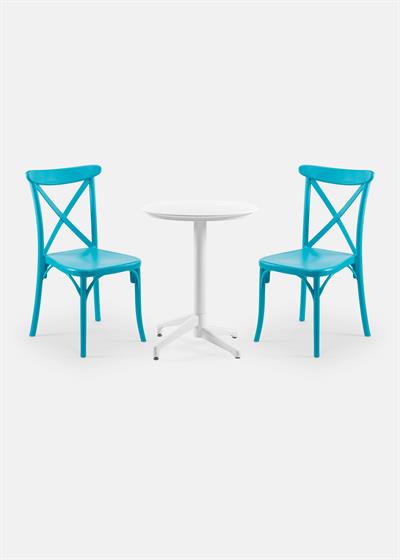 TİLİA BİSTRO SET MOON MASA SABİT Ø60 CM YUVARLAK - CAPRİ SANDALYE