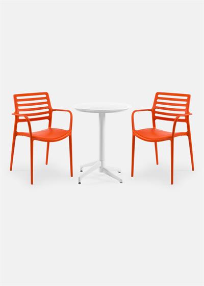 TİLİA BİSTRO SET MOON MASA SABİT Ø60 CM YUVARLAK - LOUİSE-XL KOLTUK