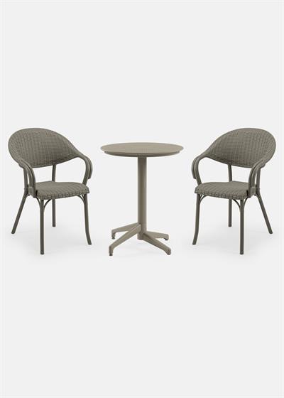 TİLİA BİSTRO SET MOON MASA SABİT Ø60 CM YUVARLAK - FLASH-R KOLTUK