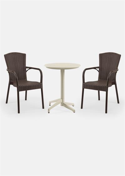 TİLİA BİSTRO SET MOON MASA SABİT Ø60 CM YUVARLAK - ROYAL KOLTUK
