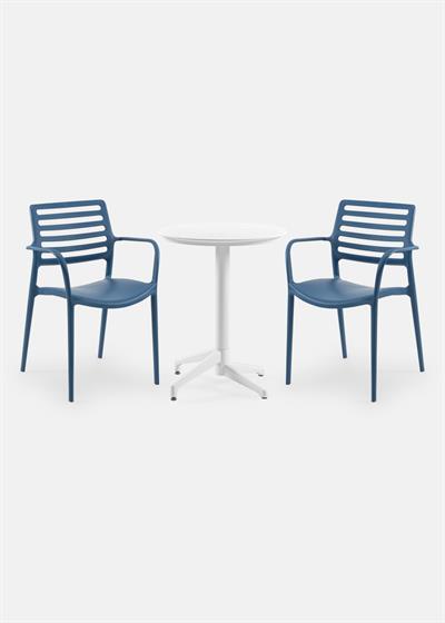 TİLİA BİSTRO SET MOON MASA SABİT Ø60 CM YUVARLAK - LOUİSE-XL KOLTUK