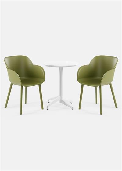 TİLİA BİSTRO SET MOON MASA SABİT Ø60 CM YUVARLAK - SHELL-P KOLTUK