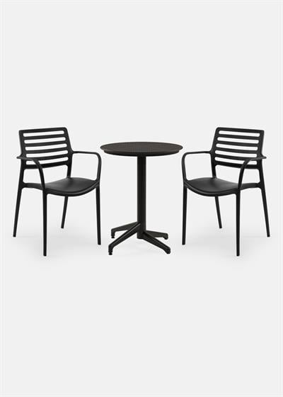TİLİA BİSTRO SET MOON MASA SABİT Ø60 CM YUVARLAK - LOUİSE-XL KOLTUK