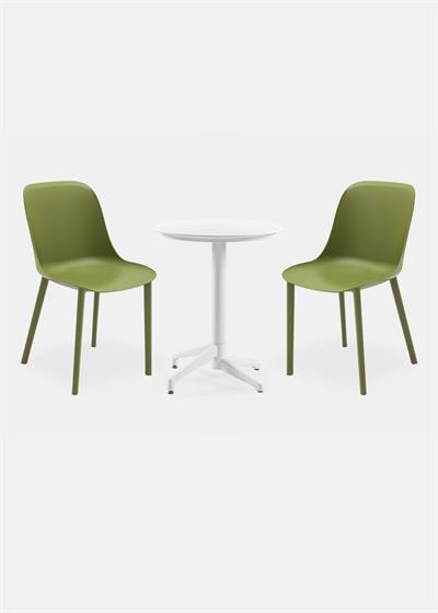TİLİA BİSTRO SET MOON MASA SABİT Ø60 CM YUVARLAK - SHELL-P SANDALYE