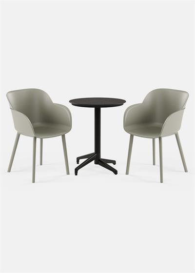 TİLİA BİSTRO SET MOON MASA SABİT Ø60 CM YUVARLAK - SHELL-P KOLTUK