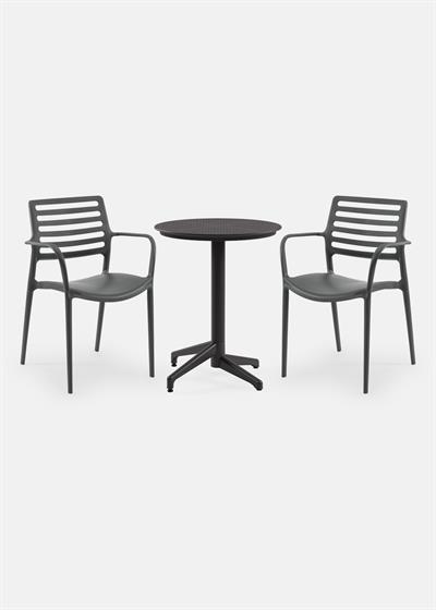 TİLİA BİSTRO SET MOON MASA SABİT Ø60 CM YUVARLAK - LOUİSE-XL KOLTUK