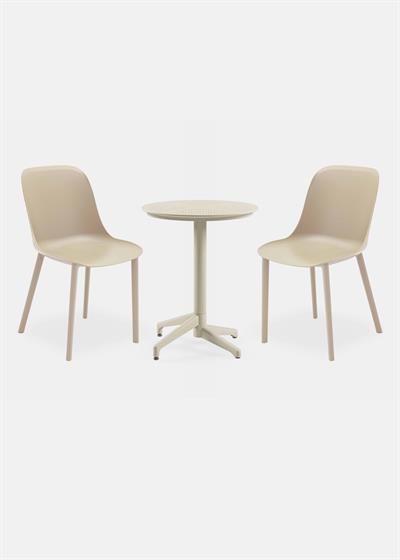 TİLİA BİSTRO SET MOON MASA SABİT Ø60 CM YUVARLAK - SHELL-P SANDALYE