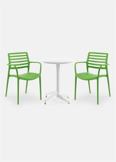 TİLİA BİSTRO SET MOON MASA SABİT Ø60 CM YUVARLAK - LOUİSE-XL KOLTUK