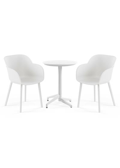 TİLİA BİSTRO SET MOON MASA SABİT Ø60 CM YUVARLAK - SHELL-P KOLTUK