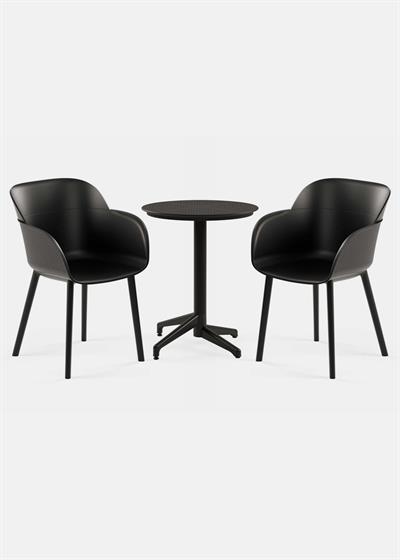 TİLİA BİSTRO SET MOON MASA SABİT Ø60 CM YUVARLAK - SHELL-P KOLTUK