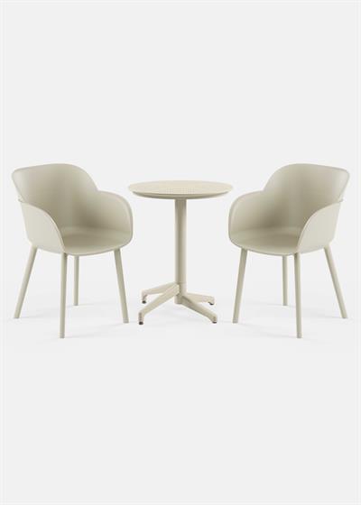 TİLİA BİSTRO SET MOON MASA SABİT Ø60 CM YUVARLAK - SHELL-P KOLTUK
