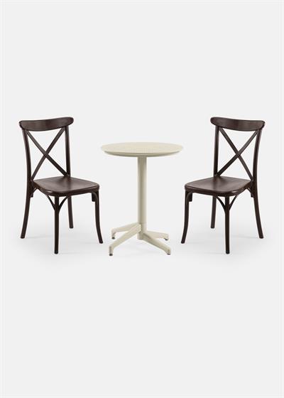 TİLİA BİSTRO SET MOON MASA SABİT Ø60 CM YUVARLAK - CAPRİ SANDALYE