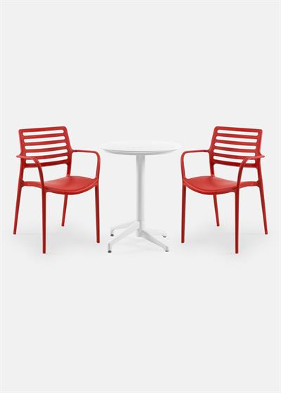 TİLİA BİSTRO SET MOON MASA SABİT Ø60 CM YUVARLAK - LOUİSE-XL KOLTUK