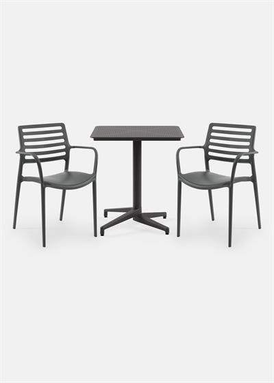 TİLİA BİSTRO SET MOON MASA SABİT 70X70 KARE - LOUİSE-XL KOLTUK
