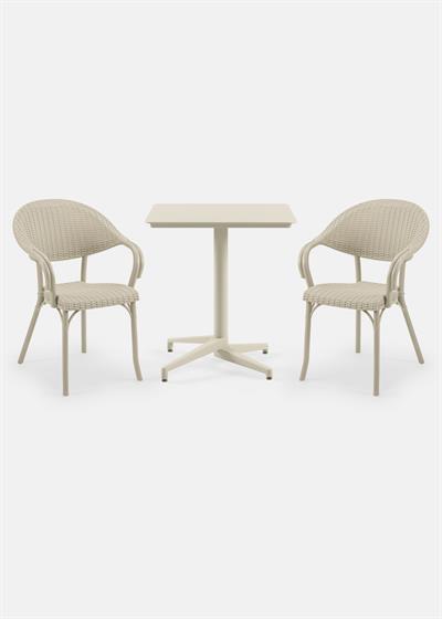 TİLİA BİSTRO SET MOON MASA SABİT 70X70 KARE - FLASH-R KOLTUK