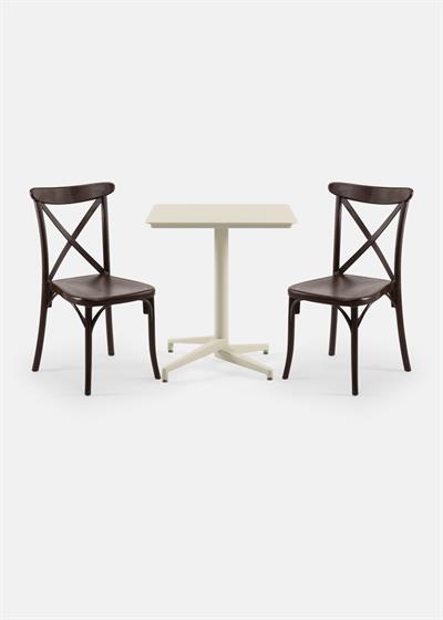 TİLİA BİSTRO SET MOON MASA SABİT 70X70 KARE - CAPRİ SANDALYE