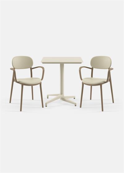 TİLİA BİSTRO SET MOON MASA SABİT 70X70 CM KARE - DUO KOLTUK