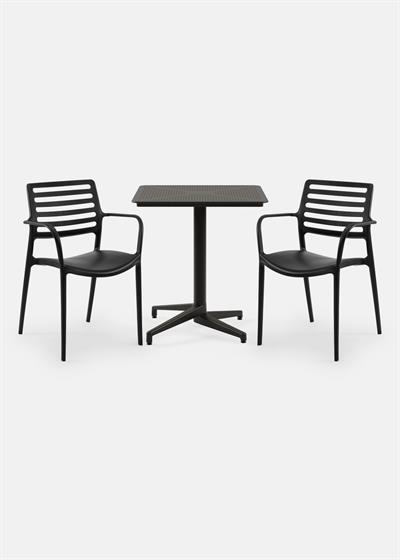 TİLİA BİSTRO SET MOON MASA SABİT 70X70 KARE - LOUİSE-XL KOLTUK