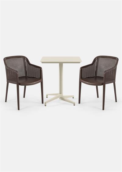TİLİA BİSTRO SET MOON MASA SABİT 70X70 KARE - OCTA KOLTUK