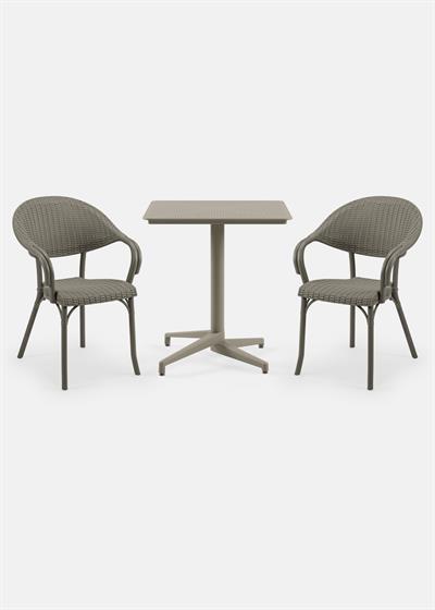 TİLİA BİSTRO SET MOON MASA SABİT 70X70 KARE - FLASH-R KOLTUK