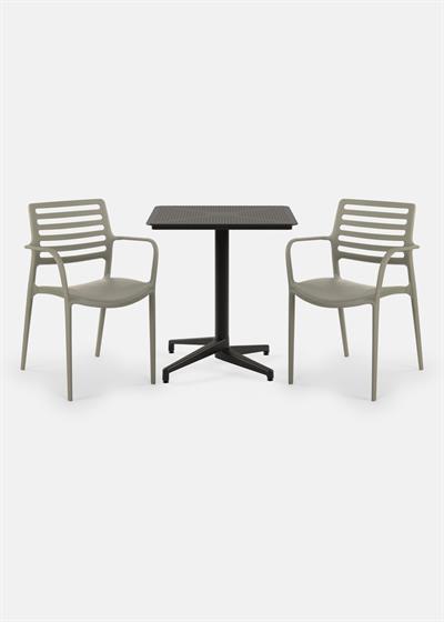 TİLİA BİSTRO SET MOON MASA SABİT 70X70 KARE - LOUİSE-XL KOLTUK