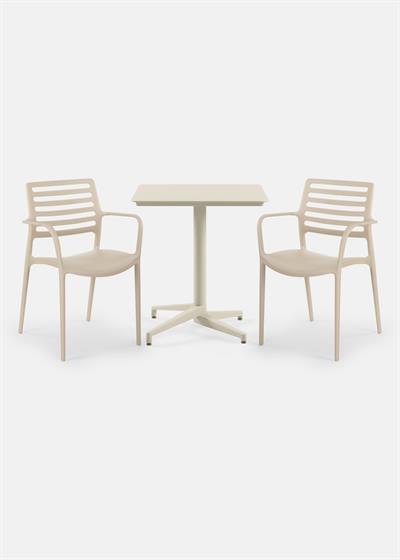 TİLİA BİSTRO SET MOON MASA SABİT 70X70 KARE - LOUİSE-XL KOLTUK