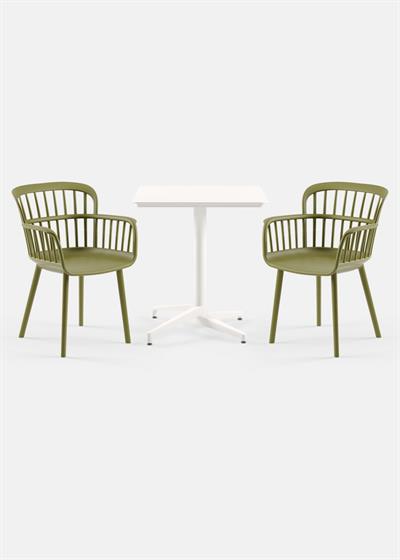 TİLİA BİSTRO SET MOON MASA SABİT 70X70 KARE - EVA-P KOLTUK