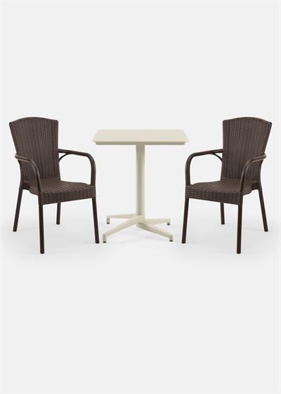 TİLİA BİSTRO SET MOON MASA SABİT 70X70 KARE - ROYAL KOLTUK