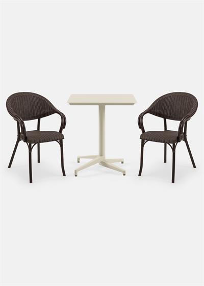 TİLİA BİSTRO SET MOON MASA SABİT 70X70 KARE - FLASH-R KOLTUK